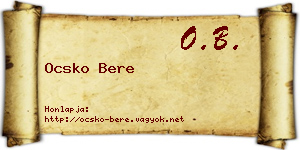 Ocsko Bere névjegykártya